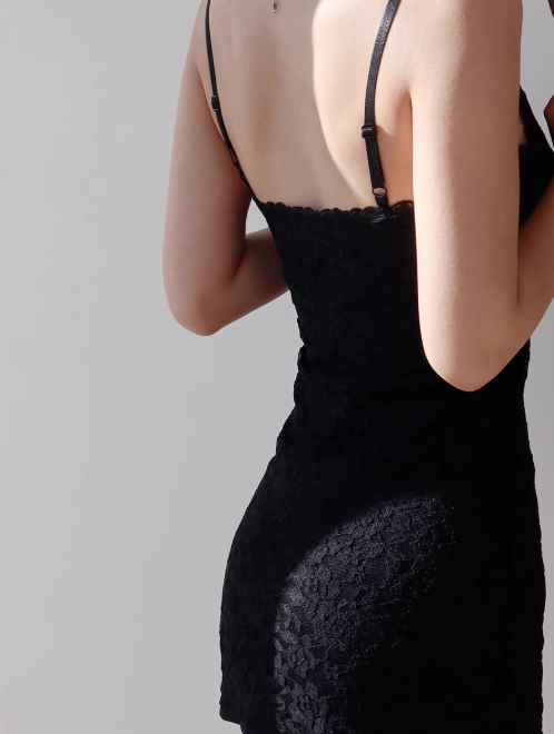 Lace Slim Suspender Short Dress ED01130