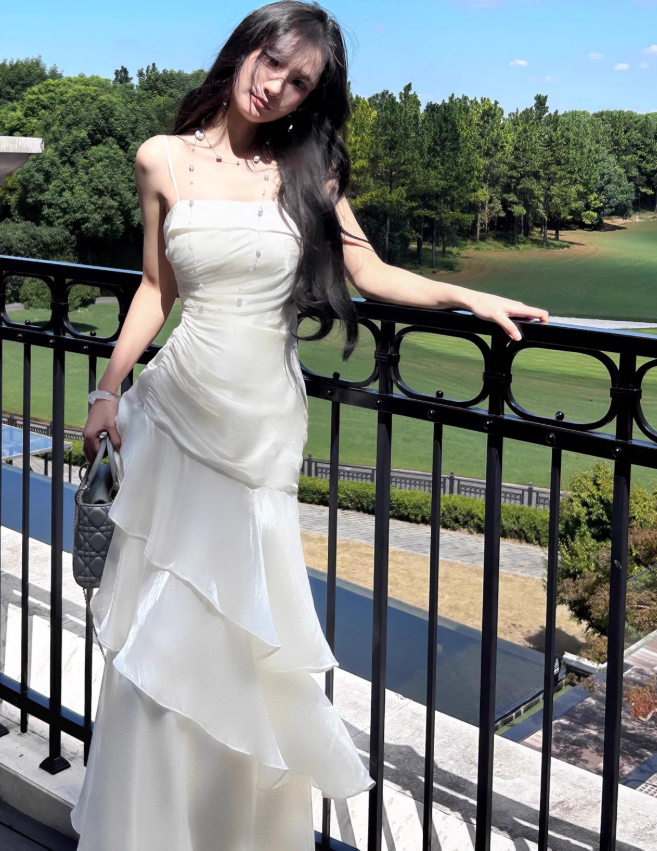 Vintage-Inspired Birthday Party Dresses Under $160🤍White Ruffled Layered Fairytale Graduation Prom Dresses ED01131