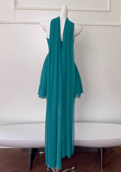 Lake blue A-line strapless chiffon short prom dress, lake blue homecoming dress ED01154