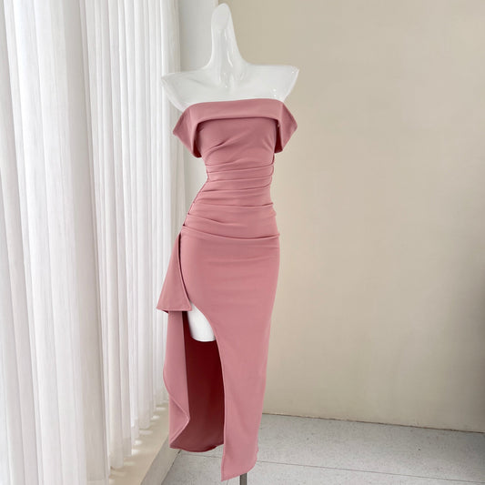 Pink strapless slim dress party dress ED01164