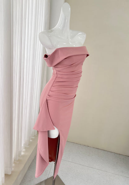 Pink strapless slim dress party dress ED01164