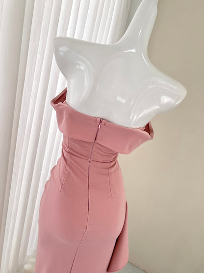 Pink strapless slim dress party dress ED01164