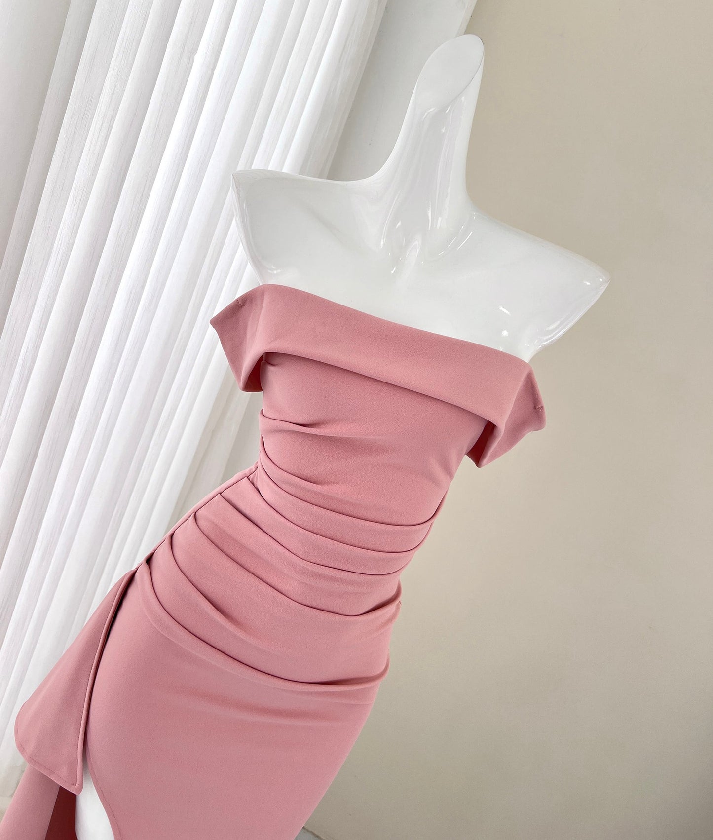 Pink strapless slim dress party dress ED01164