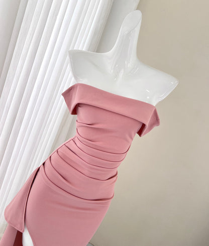 Pink strapless slim dress party dress ED01164