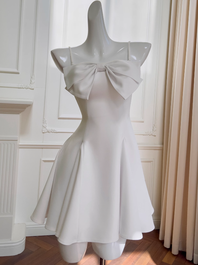 3D Bow Short Suspender Dress ED01167