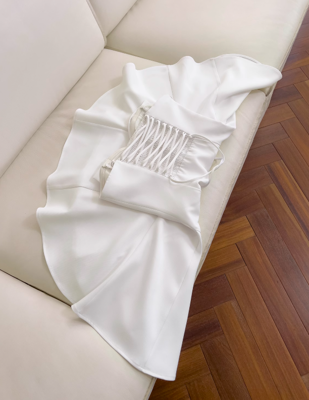 3D Bow Short Suspender Dress ED01167