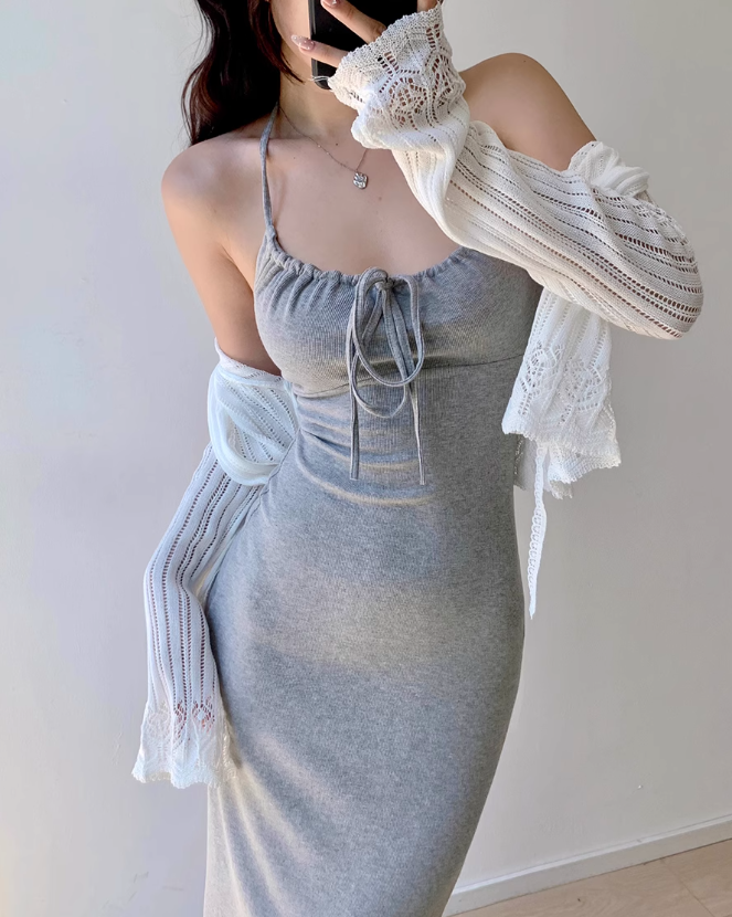 Slim Fit Halter Long Dress ED01172