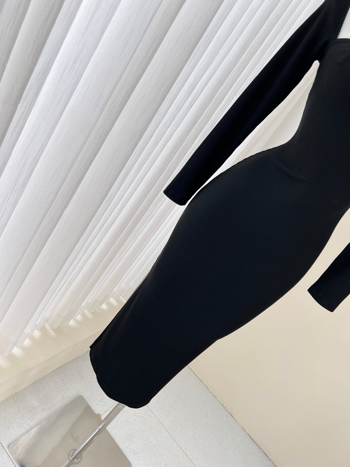 Elegant black long sleeve dress, birthday dress ED01184