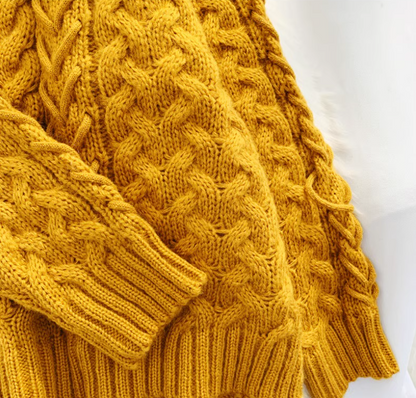 Thick loose lazy style high collar twist pullover sweater  ED0118