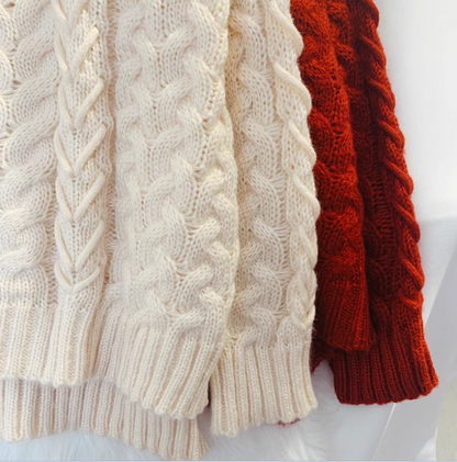 Thick loose lazy style high collar twist pullover sweater  ED0118