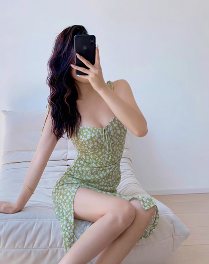 French print suspender dress ED01191