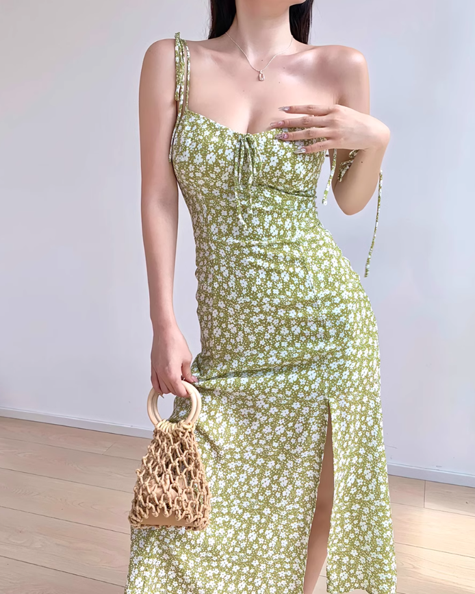 French print suspender dress ED01191