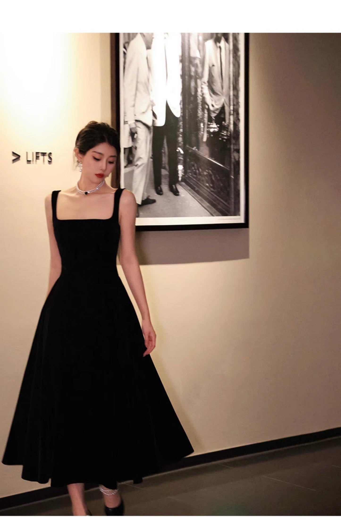 French Retro Burgundy A-Line Square Neck Velvet Dress for Birthday&Graduation ED01193