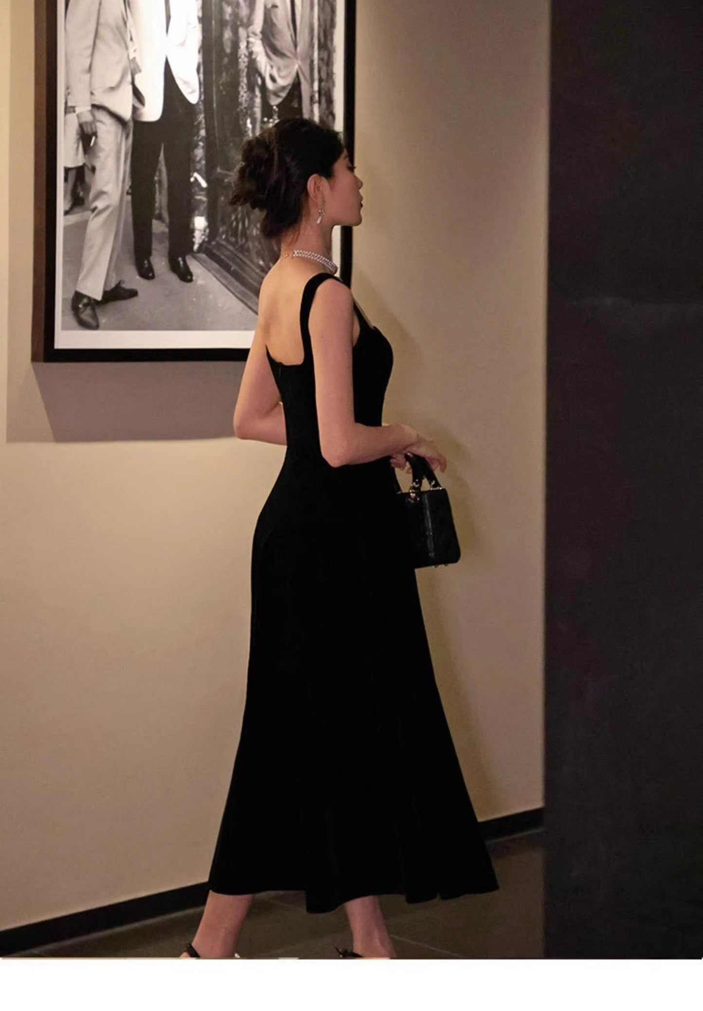 French Retro Burgundy A-Line Square Neck Velvet Dress for Birthday&Graduation ED01193