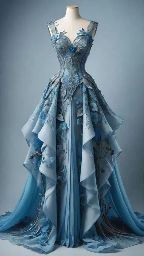 Vintage A Line Sweetheart Neck Chiffon Applique  Long Prom Dress, Evening Dress ED01202