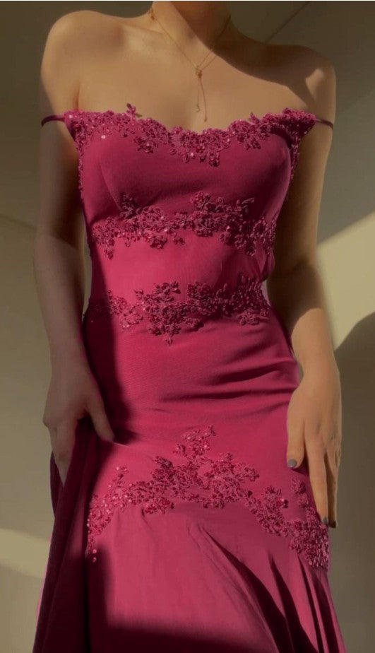 Vintage Grape  Spaghetti Straps Sheath Chiffon Prom Dress With Beads  ED01207