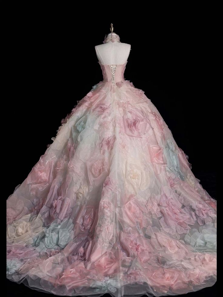 Pink A-line Strapless Tulle long prom dress, pink sweet formal dress ED01216