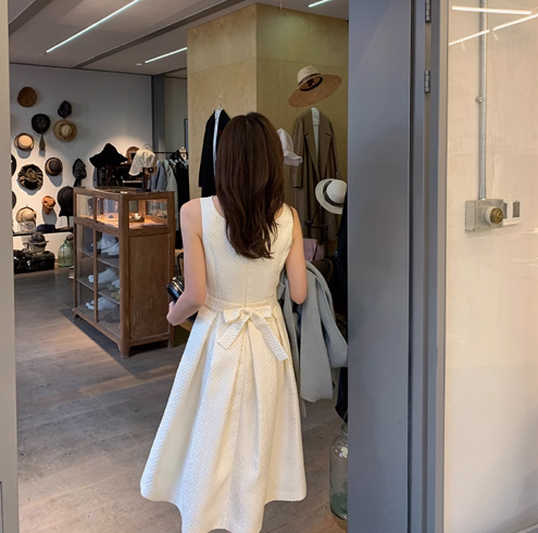 New style dress light mature style umbrella skirt French style high waist white dress for women ED0121