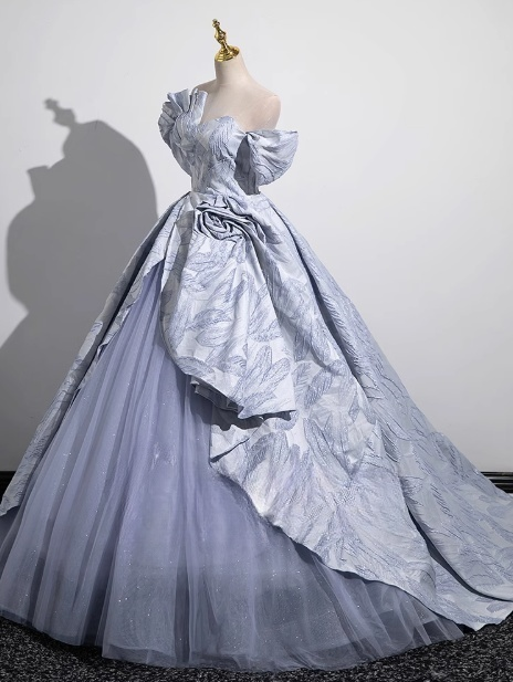 A-Line Strapless Satin Tulle Long Prom Dress, Elegant Formal Dress  ED01228