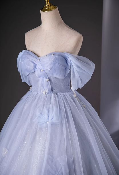 A-line Sweetheart Neck Tulle Long Prom Dress, Sweet Formal Dress ED01238