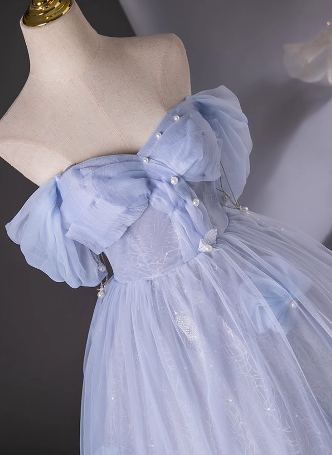 A-line Sweetheart Neck Tulle Long Prom Dress, Sweet Formal Dress ED01238