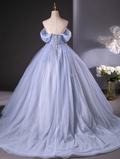 A-line Sweetheart Neck Tulle Long Prom Dress, Sweet Formal Dress ED01238