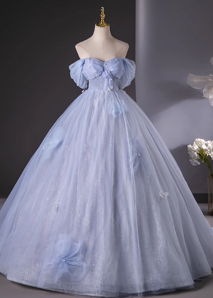 A-line Sweetheart Neck Tulle Long Prom Dress, Sweet Formal Dress ED01238