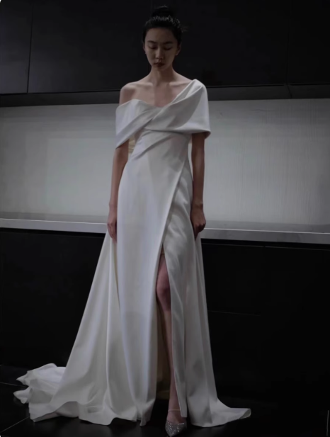 Simple A-Line Satin White Long Prom Dress, White Long Formal Dress ED01263