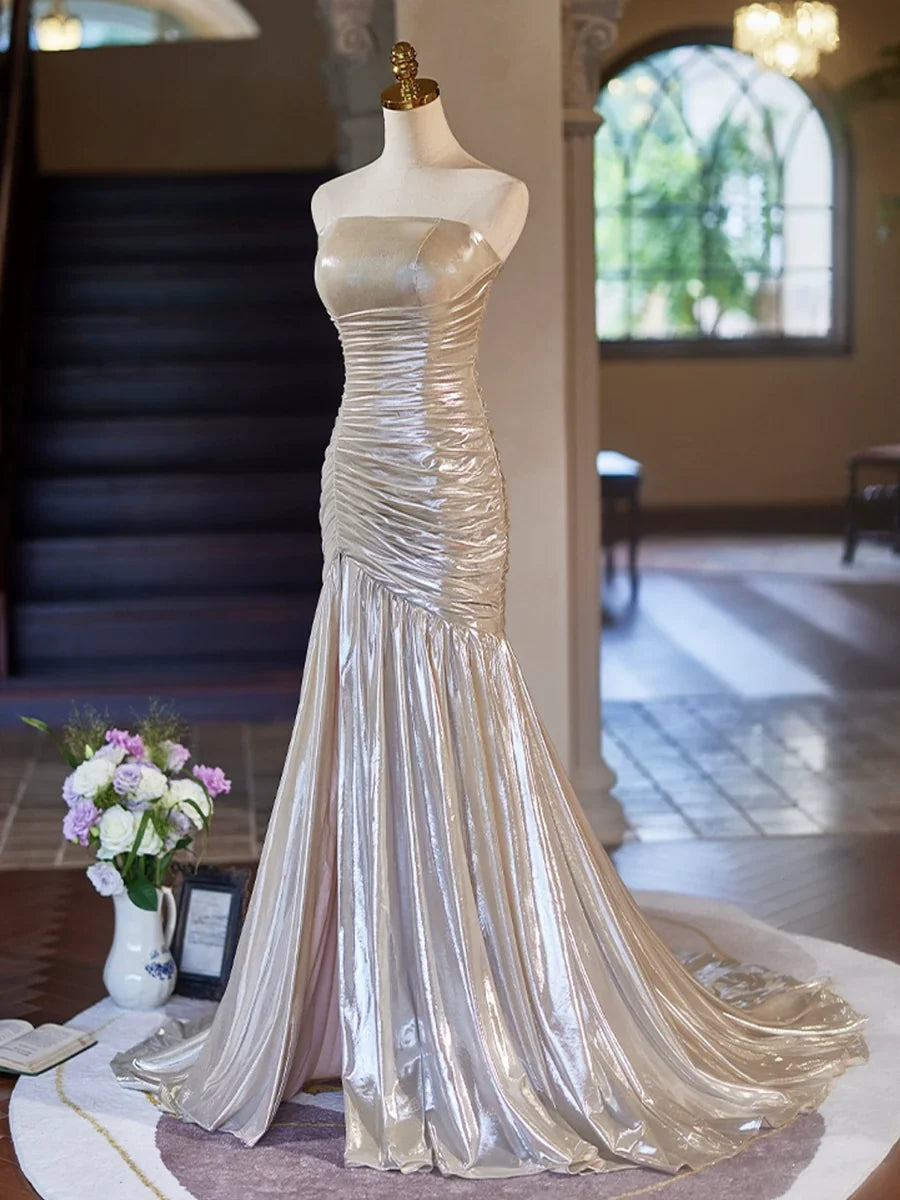 Mermaid Strapless Long Prom Dress, Beautiful Evening Party Dress ED01266