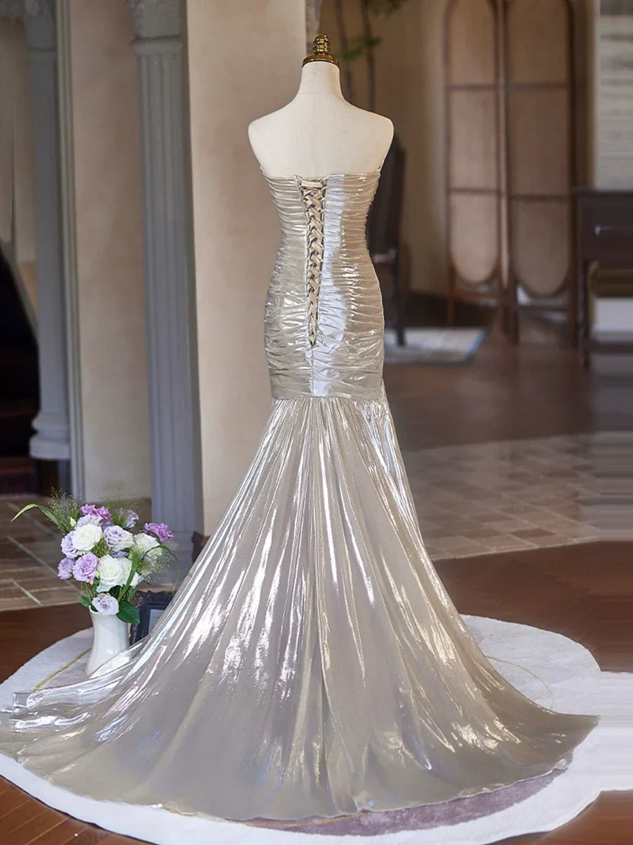 Mermaid Strapless Long Prom Dress, Beautiful Evening Party Dress ED01266