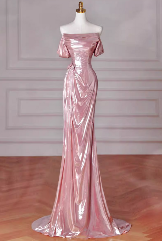 Pink Mermaid Strapless Long Prom Dress, Pink Sweet 16 Dress ED01270