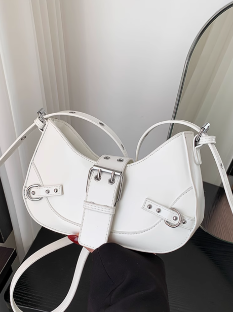 White Fashionable shoulder crossbody motorcycle bag ED01297