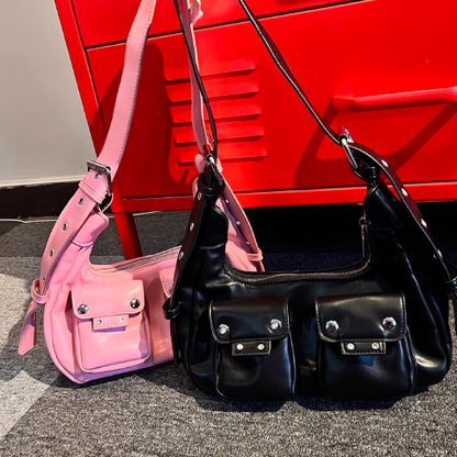 Sweet and cool hot girl style fashion one-shoulder underarm bag niche design motorcycle bag ED01298