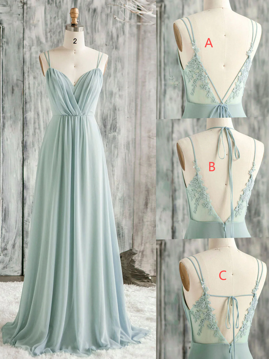 Simple  v neck lace long prom dress green evening dress ED01301