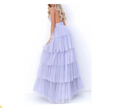 Light Brush Pink V-Neck Ruffles Prom Dress ED01303