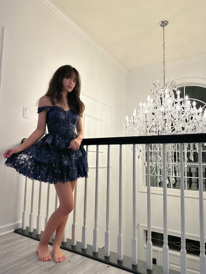 A-Line Sweetheart Tiered Short Homecoming Dress ED01328