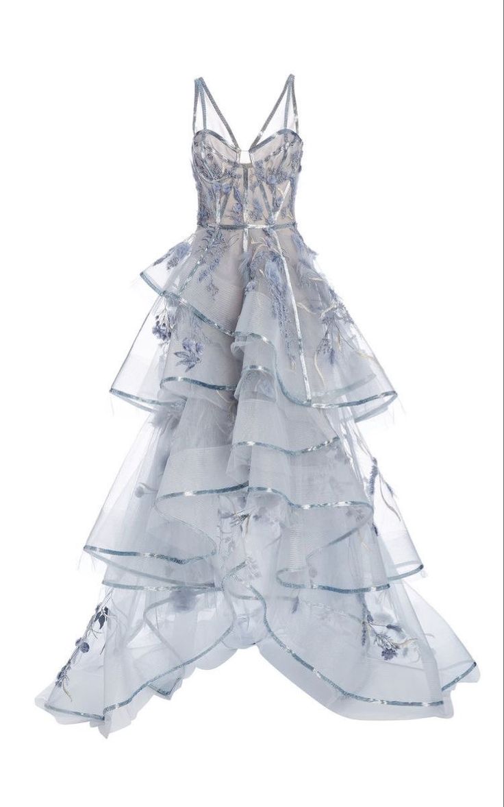 A-Line Spaghetti Straps Tulle Embroidered Long Ball Dress ED01331