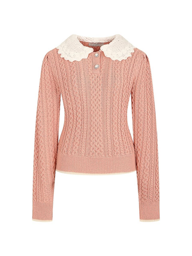 Lace Collar Wool Pullover Knitwear ED01341