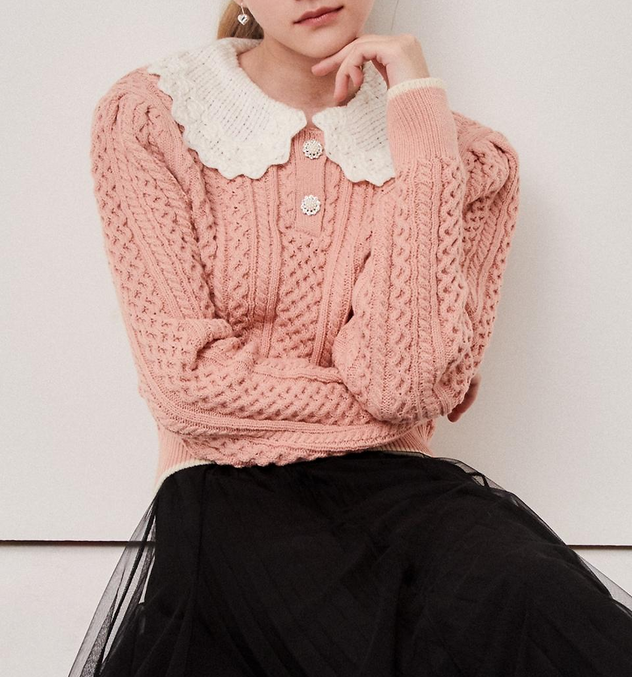 Lace Collar Wool Pullover Knitwear ED01341