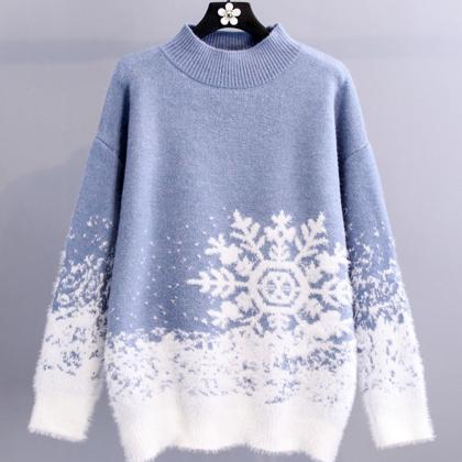Cute Snowflake Long Sleeve Sweater ED0135