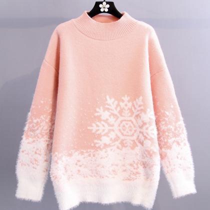 Cute Snowflake Long Sleeve Sweater ED0135