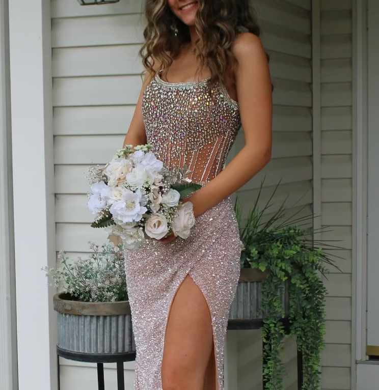 Strapless Mermaid Long Sequins Prom Dress With Split ED01375