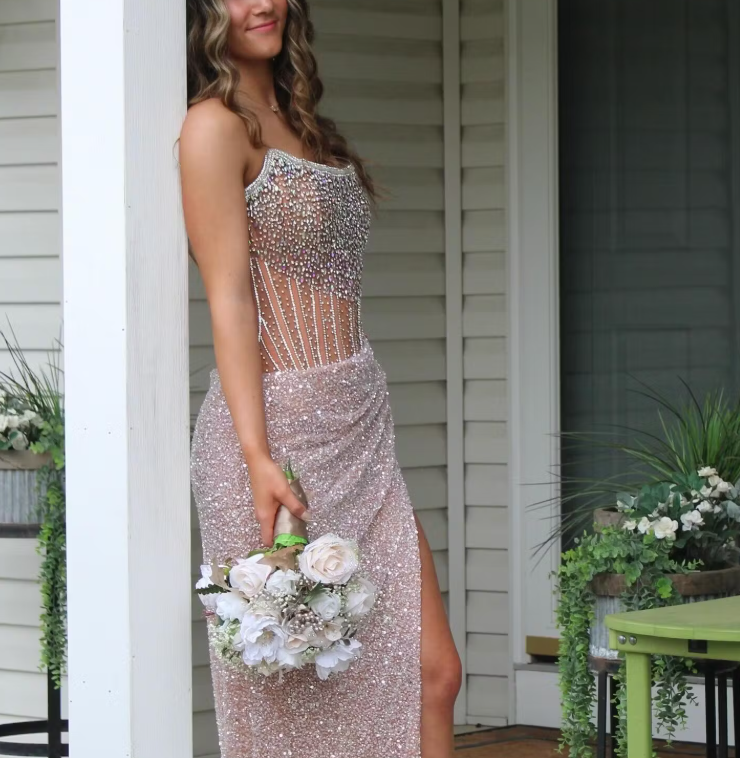 Strapless Mermaid Long Sequins Prom Dress With Split ED01375