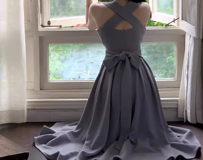 French style niche light luxury white straps dress elegant white birthday dress  ED0137