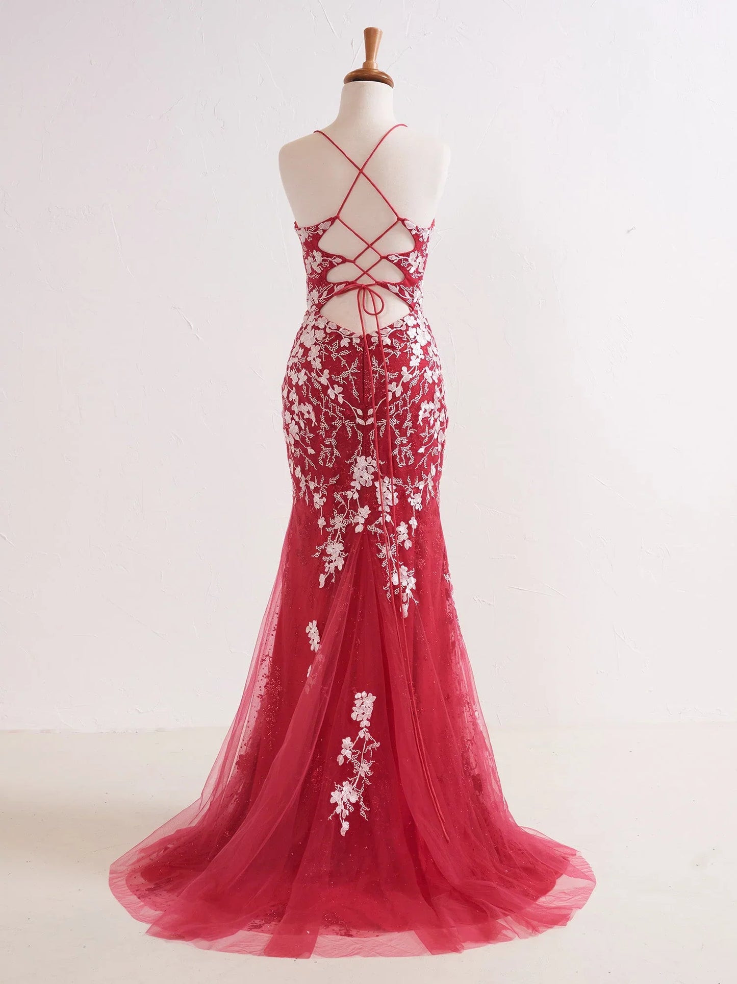 Mermaid V Neck Long Prom Dress with Appliques Beading ED01382
