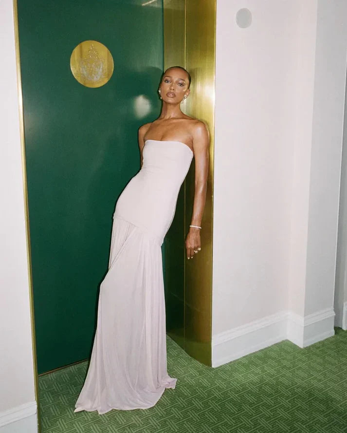 Modest Mermaid Pink Long Prom Dresses Formal Graduation Party Dress Evening Dress ED01408