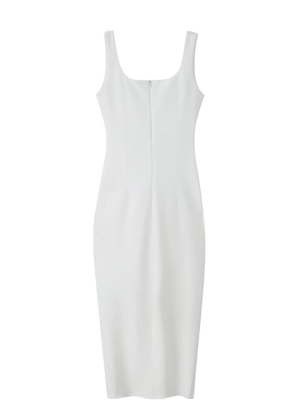 White/Black Sleeveless Square Neck Suspender Dress ED01483