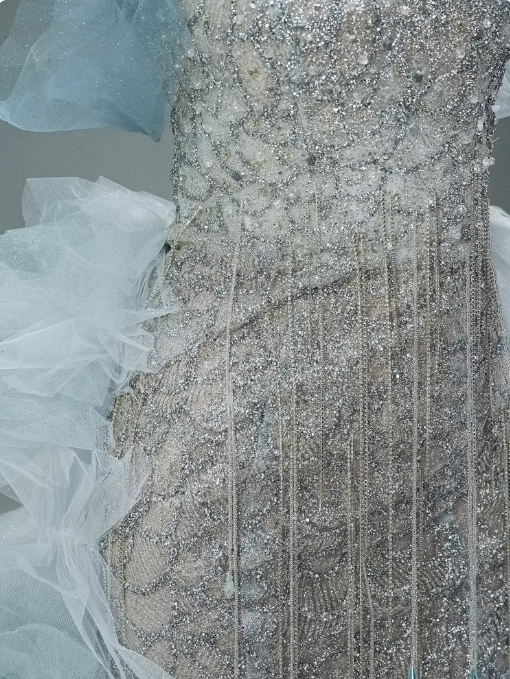 Mermaid Off-the-shoulder Tulle Sequin Long Ball Gown, Elegant Rhinestone Evening Gown ED01497