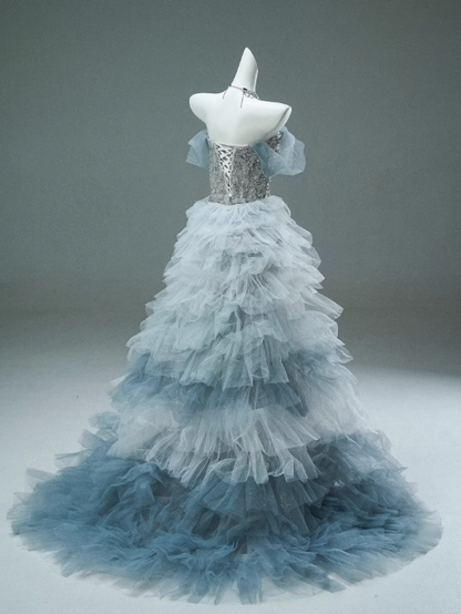 Mermaid Off-the-shoulder Tulle Sequin Long Ball Gown, Elegant Rhinestone Evening Gown ED01497