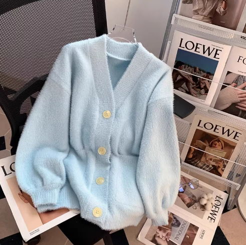 Lazy college style, furry cardigan sweater coat ED0150